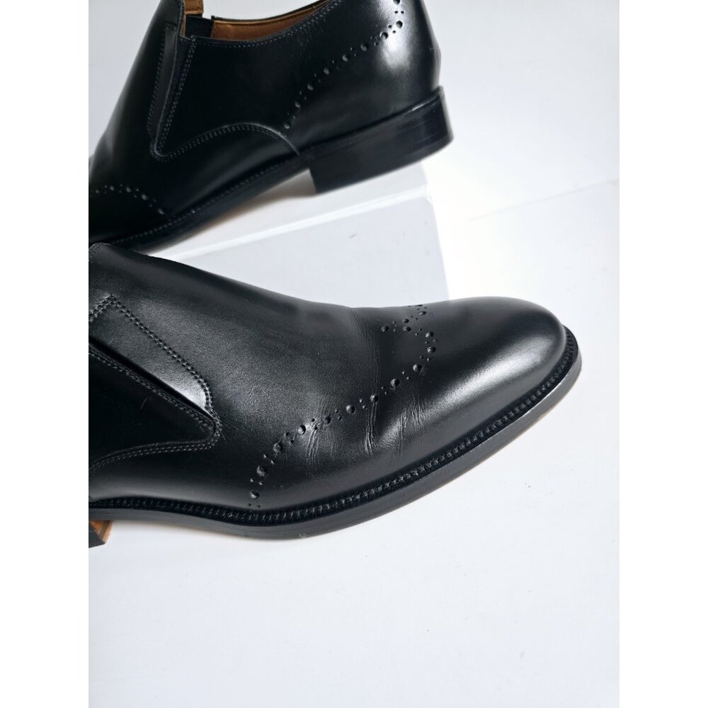 Allen Edmonds Lucca Black Leather Slip On Brogues Mens Dress Shoes Loafers 9 - Picture 2 of 11
